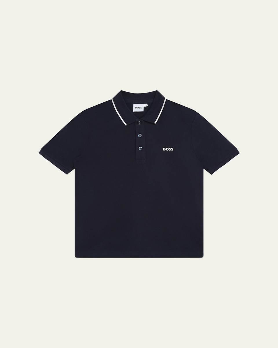 Boy's Logo-Print Polo Shirt, Size 8-16